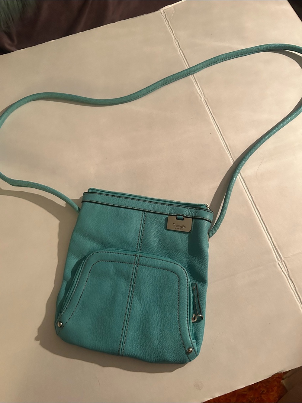 Tignanello Turquoise Leather Crossbody Bag